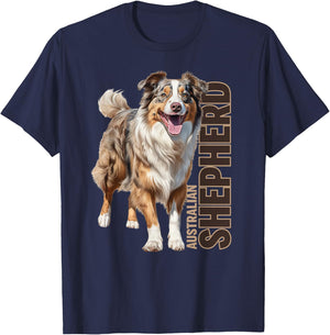 Australian Shepherd Watercolor T-Shirt - T-Shirt | Navy