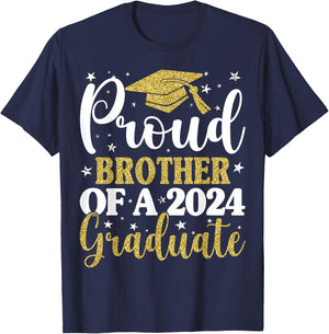 Proud Brother Of A 2024 Graduate Graduation Matching Family T-Shirt - T-Shirt | Navy