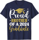 Proud Brother Of A 2024 Graduate Graduation Matching Family T-Shirt - T-Shirt | Navy