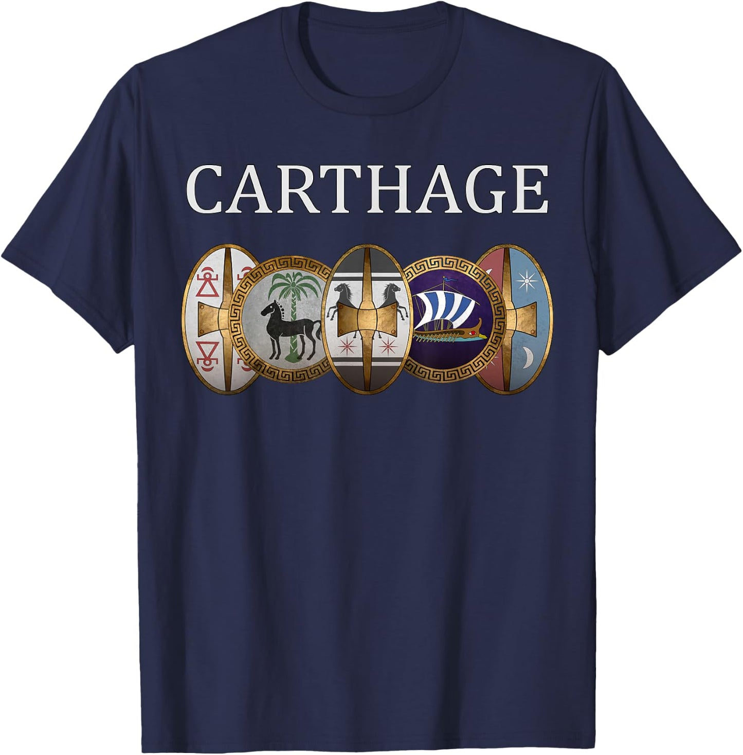 Ancient Carthage Carthaginian Army Shields T-Shirt - T-Shirt | Navy