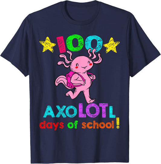 AxoLOTl Days of School Funny 100 Days of School T-Shirt - T-Shirt | Navy