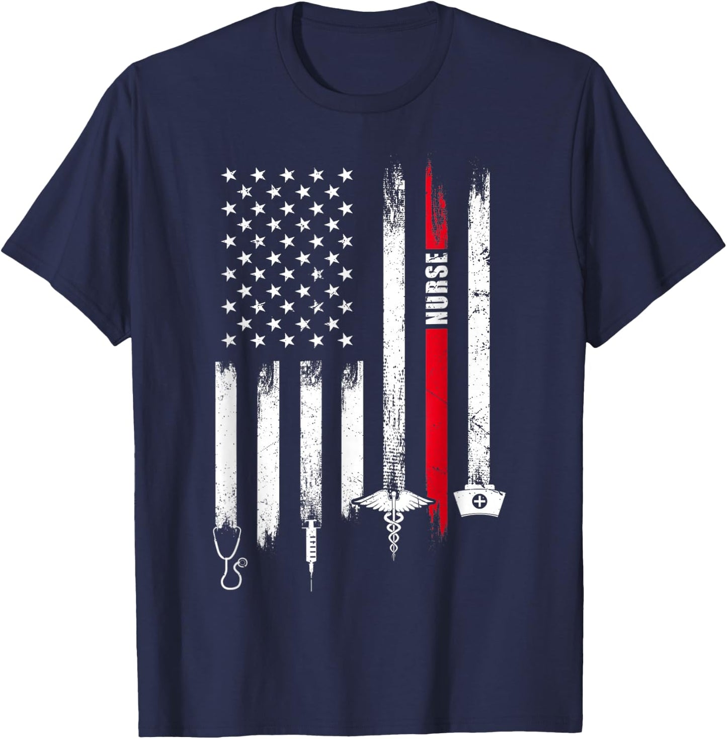 Funny American Flag Nurse Day Gift Small T-Shirt - T-Shirt | Navy