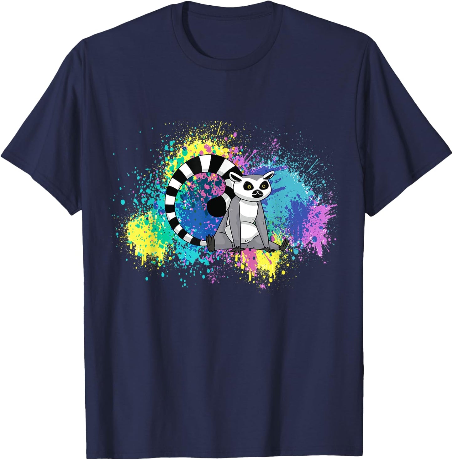 Lemur Funny Lemur Lover Abstract Color Madagascar Animal T-Shirt - T-Shirt | Navy
