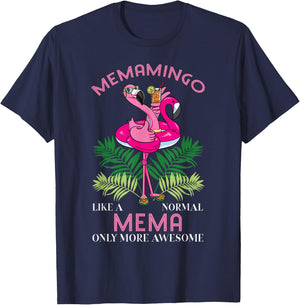 Memamingo Mema Flamingo Lover Grandma Grandmother Grandmommy T-Shirt - T-Shirt | Navy