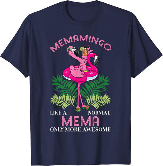 Memamingo Mema Flamingo Lover Grandma Grandmother Grandmommy T-Shirt - T-Shirt | Navy