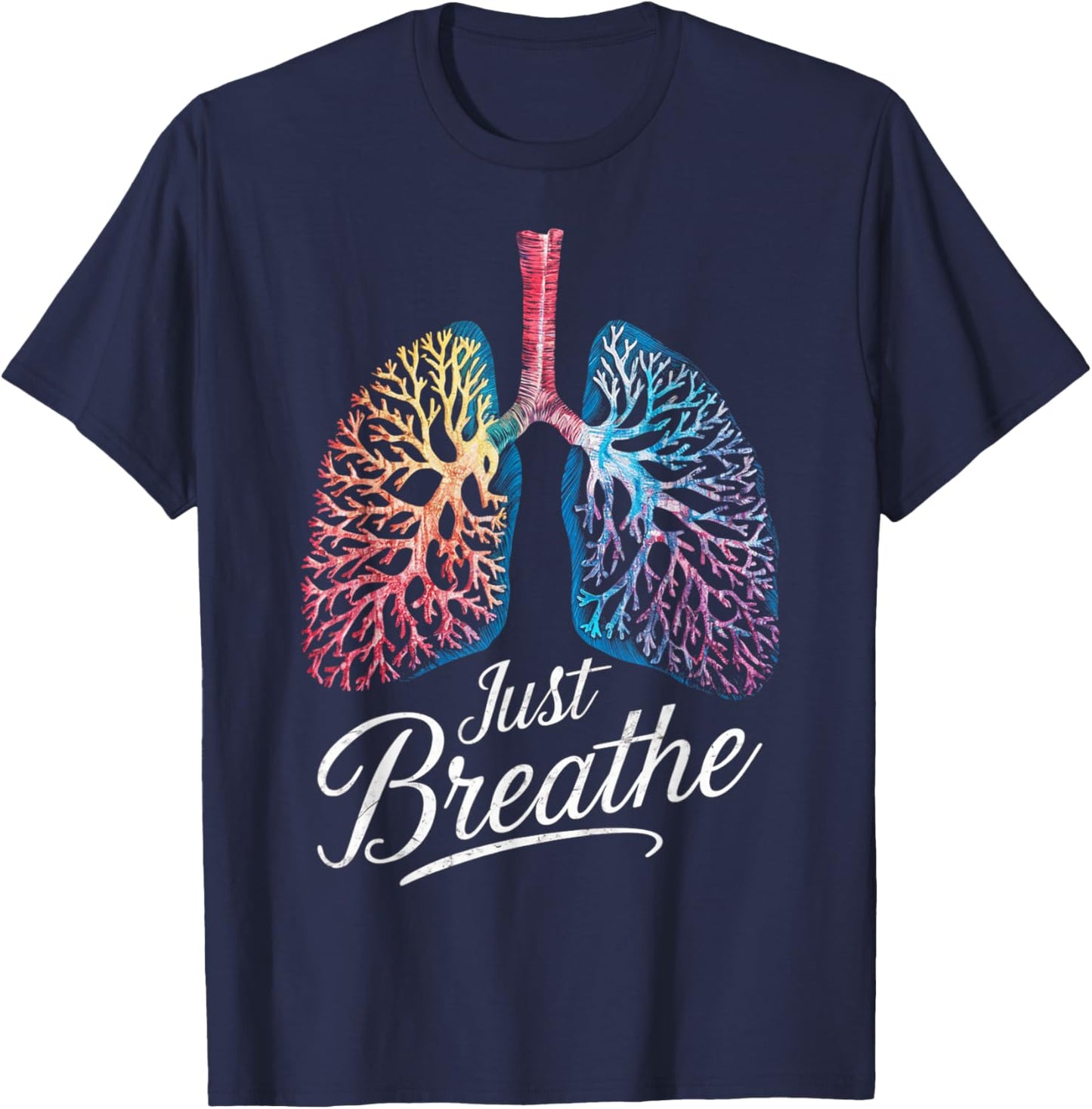 Positive Thinking Lungs Science Medical Doctor T-Shirt - T-Shirt | Navy