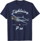 Designed For Flight P-38 Lightning Classic Warbird WWII Fighter Airplane Vintage Black Adult T-Shirt - T-Shirt | Navy