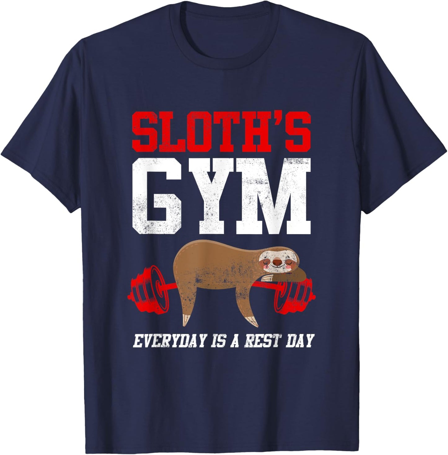 Workout Fitness Sloth's Gym Everyday Is Rest Day T-Shirt - T-Shirt | Navy