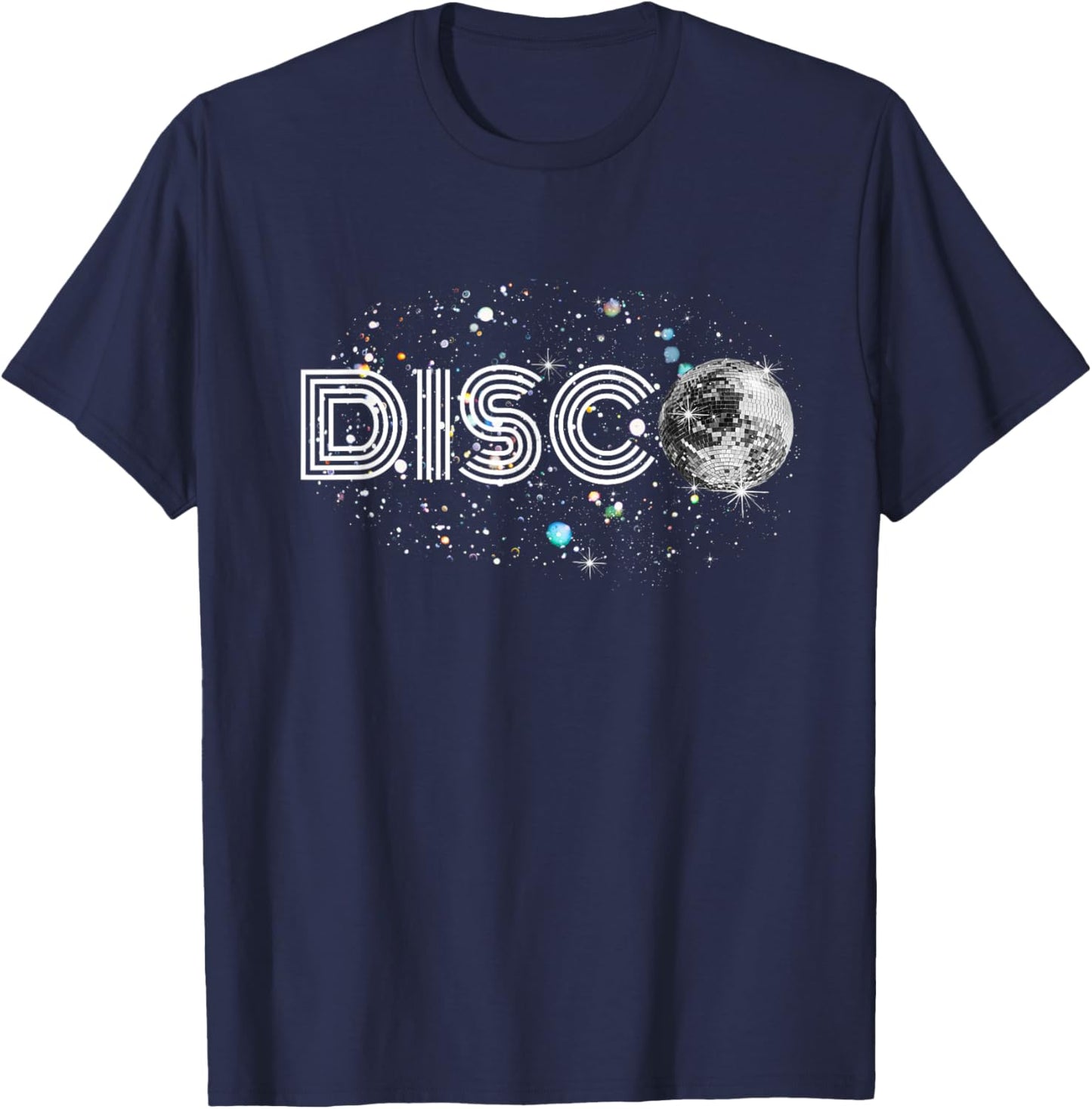 Black And White Disco Ball Club Retro T-Shirt - T-Shirt | Navy