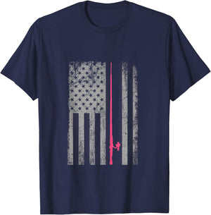 Pink Camo American Flag Fishing Shirt Women Bass Fishing T-Shirt - T-Shirt | Navy