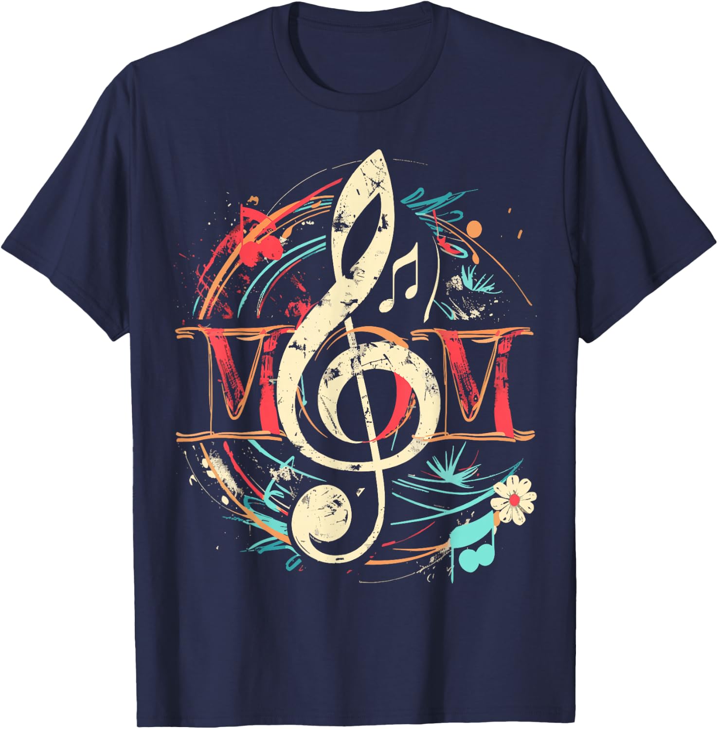 MOM Music note design Gifts for music lovers T-Shirt - T-Shirt | Navy