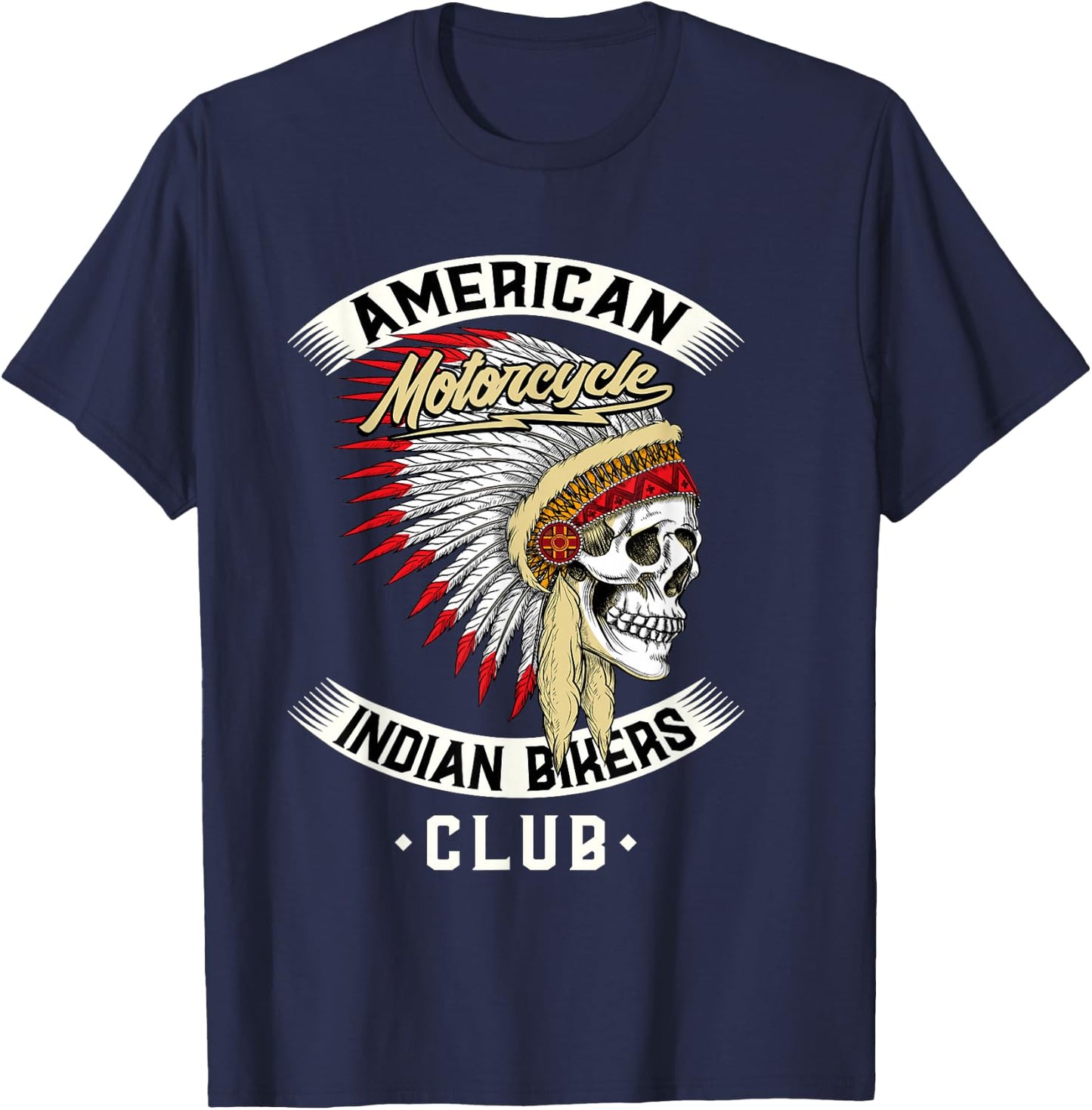 American Motorcycle Indian Bikers Club - Chopper Biker T-Shirt - T-Shirt | Navy