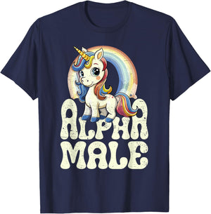 Alpha Male Unicorn Funny Sarcastic Ironic Weird Y2K Humor T-Shirt - T-Shirt | Navy