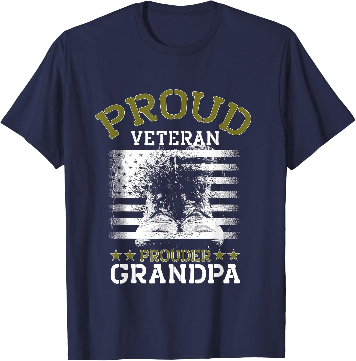 Grandpa Proud Veteran - Grandpa Veteran Grandfather Gift T-Shirt - T-Shirt | Navy