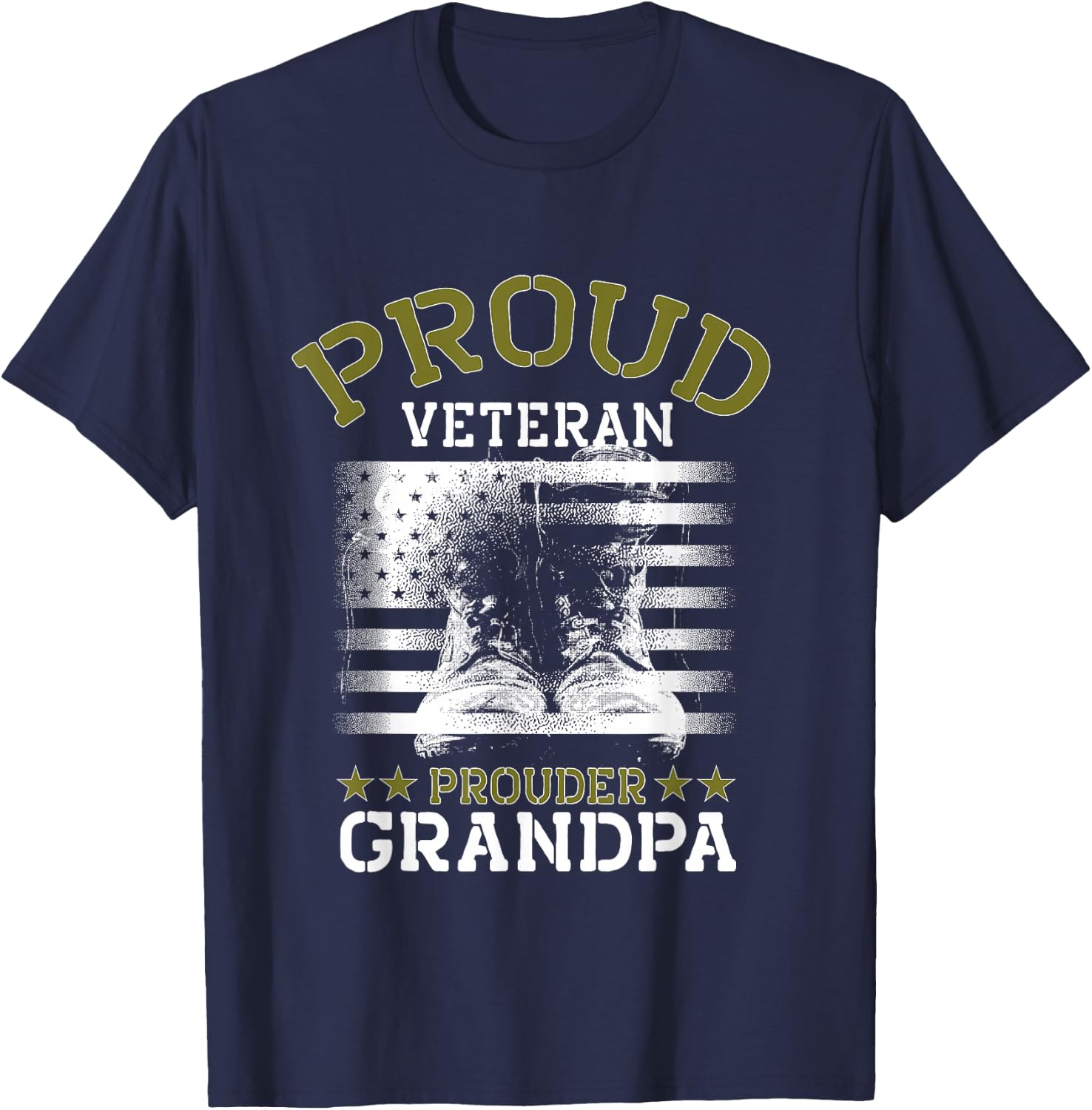 Grandpa Proud Veteran - Grandpa Veteran Grandfather Gift T-Shirt - T-Shirt | Navy