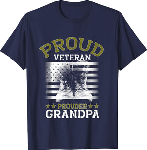 Grandpa Proud Veteran - Grandpa Veteran Grandfather Gift T-Shirt - T-Shirt | Navy