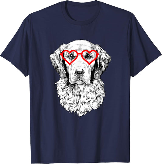 Golden Retriever Valentines Day Dog mom Dog Lover Men Women Girls Kids T-Shirt - T-Shirt | Navy
