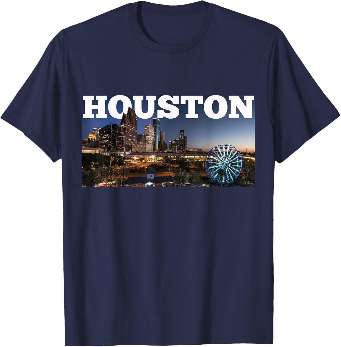 Houston City Skyline - Downtown Cityscape Photo Souvenir T-Shirt - T-Shirt | Navy