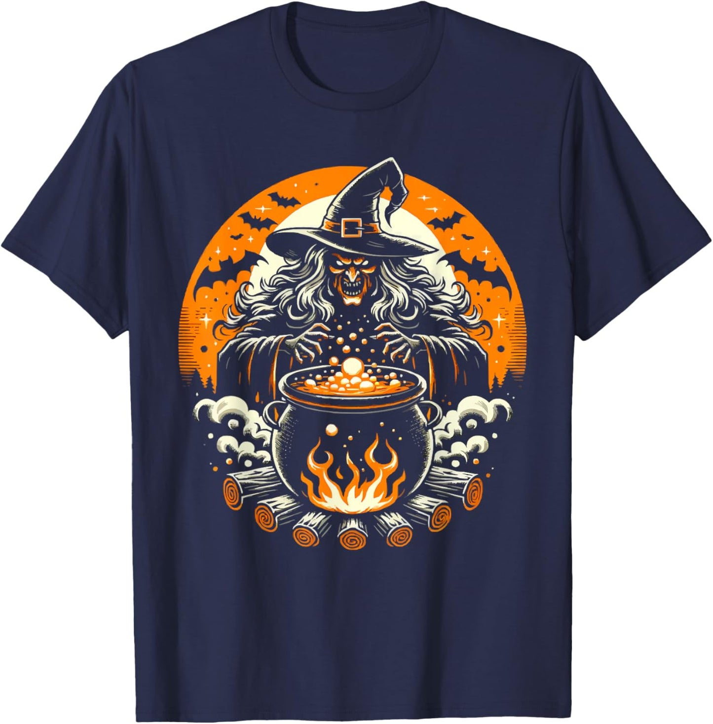 Halloween Witch Lover Spooky Witchy Broom Trick Or Treat T-Shirt - T-Shirt | Navy