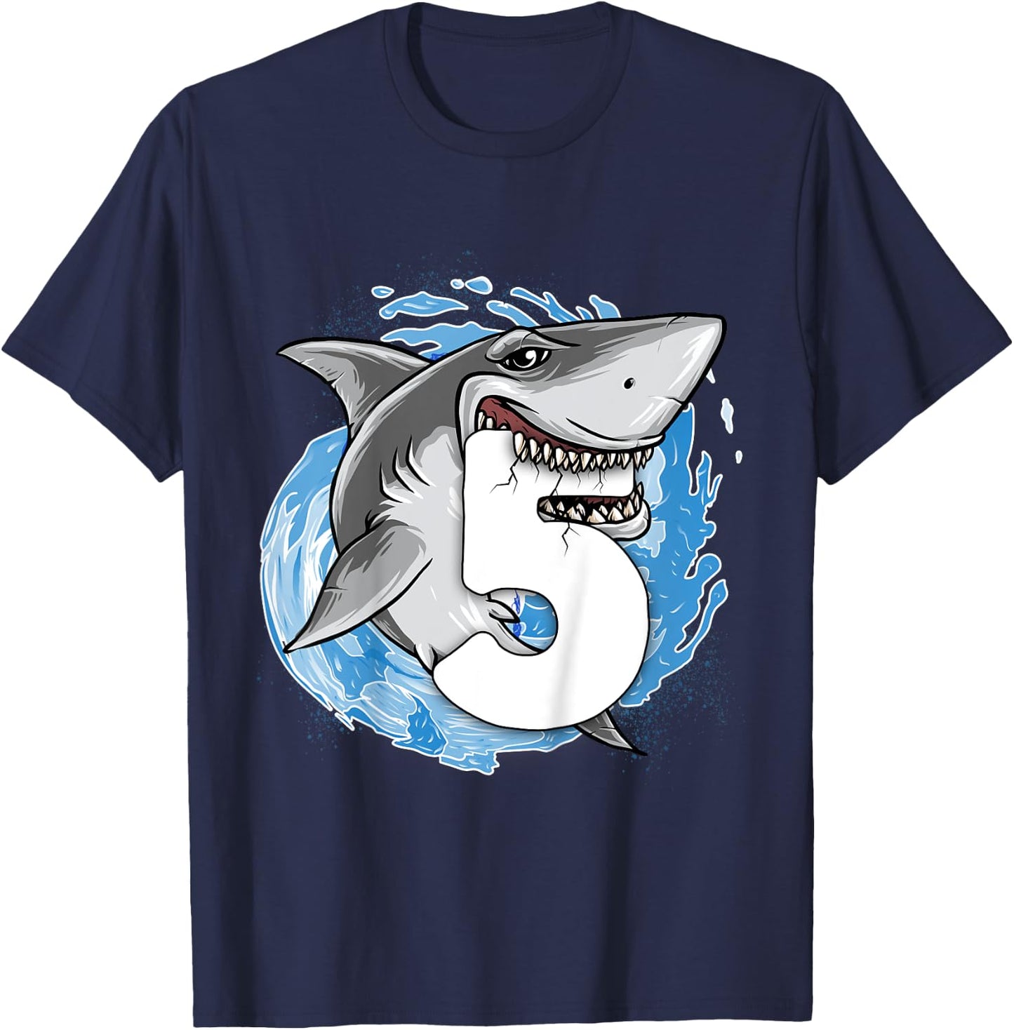 Kids Shark 5th Birthday Boy 5 year old Shark Theme Party 5 Shark T-Shirt - T-Shirt | Navy