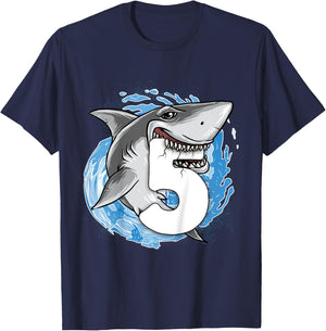 Kids Shark 5th Birthday Boy 5 year old Shark Theme Party 5 Shark T-Shirt - T-Shirt | Navy