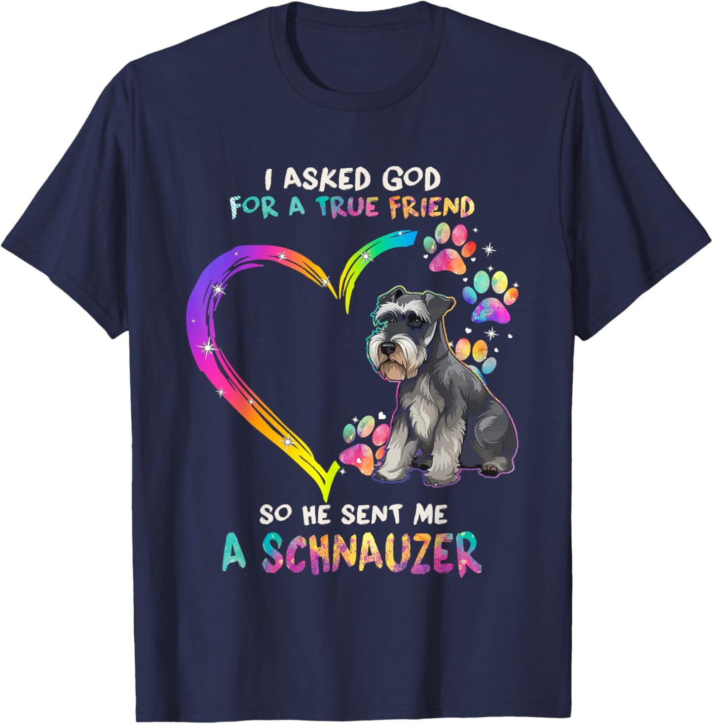 Miniature Schnauzer Is My Best Friend Tie Dye Cute Dog Lover Women T-Shirt - T-Shirt | Navy