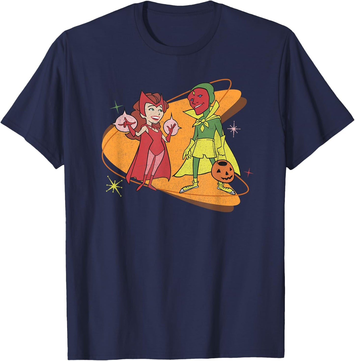 Marvel WandaVision Scarlet Witch & Vision Retro 50s T-Shirt - T-Shirt | Navy
