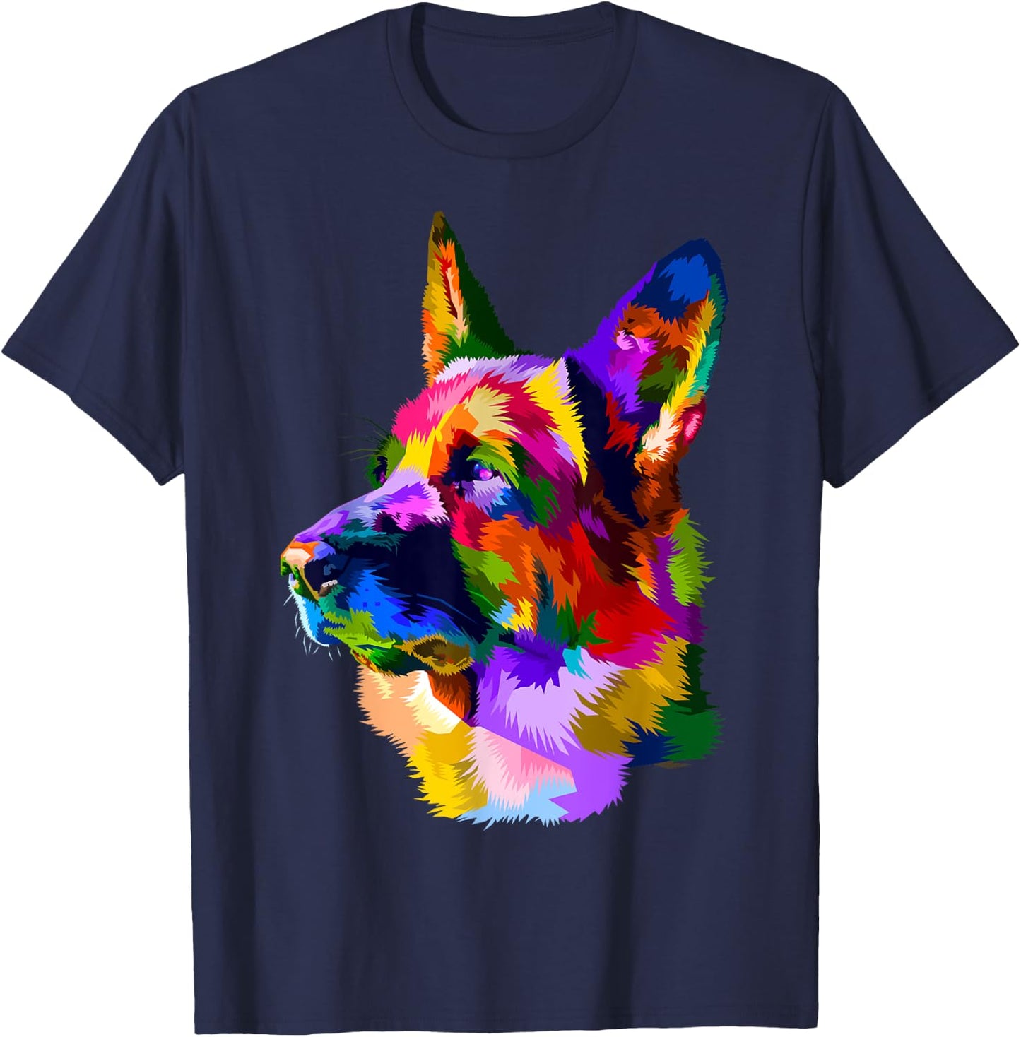 German Shepherd Shop Colorful German Shepherd Dog Owner Multicolor Graphic T-Shirt - T-Shirt | Navy