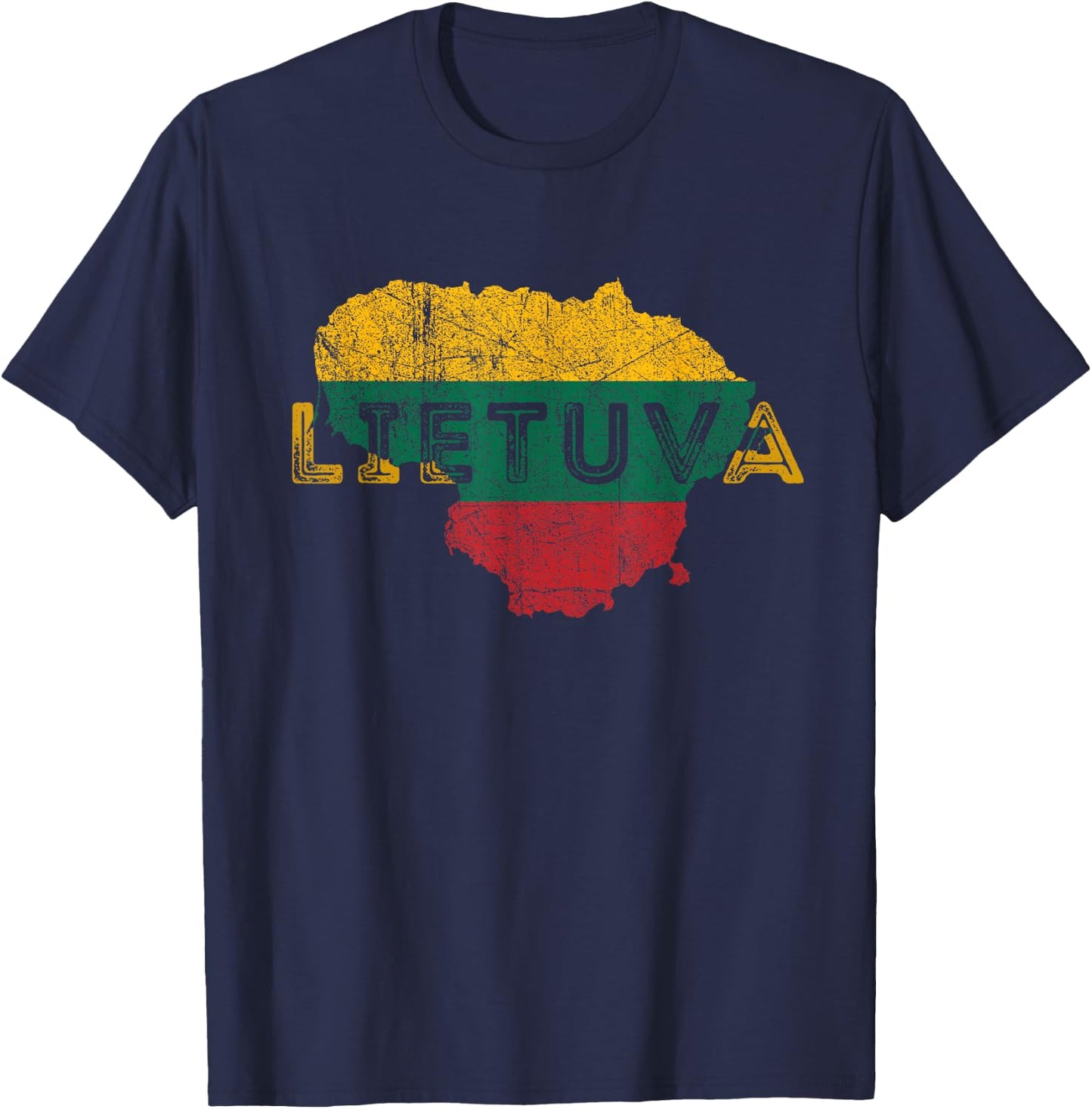 Lithuanian Map and Flag Keepsakes - Lithuania T-Shirt - T-Shirt | Navy