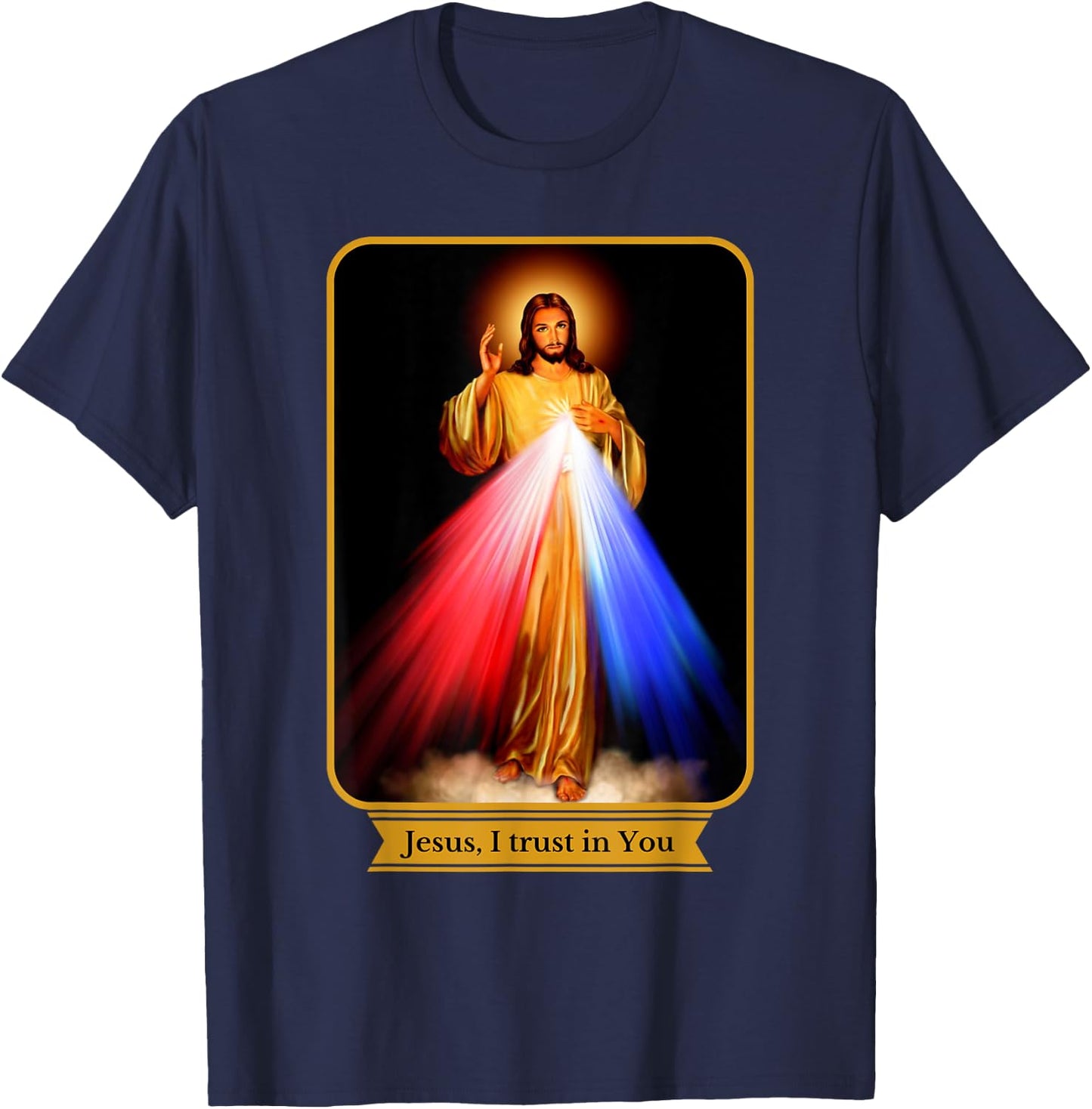 Divine Mercy Jesus I Trust In You Catholic T-Shirt - T-Shirt | Navy