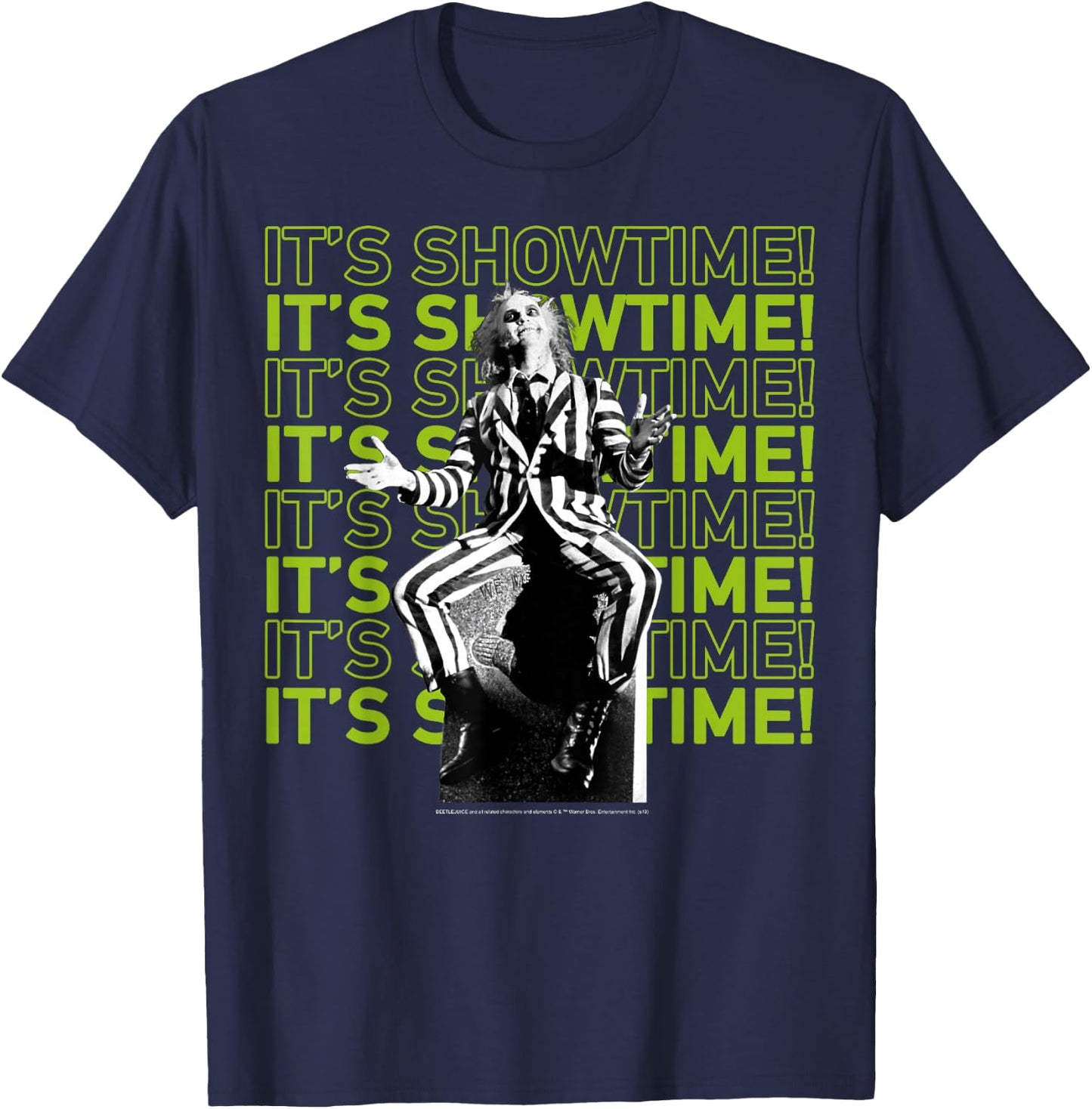 Beetlejuice It's Showtime Text Stack T-Shirt - T-Shirt | Navy