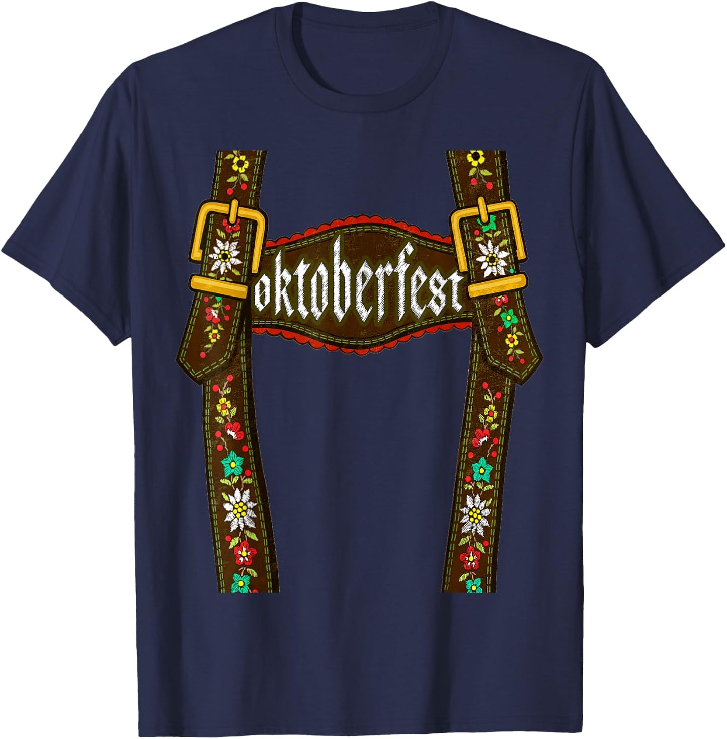 Lederhosen Suspenders Oktoberfest Bavarian Munich Beer T-Shirt - T-Shirt | Navy