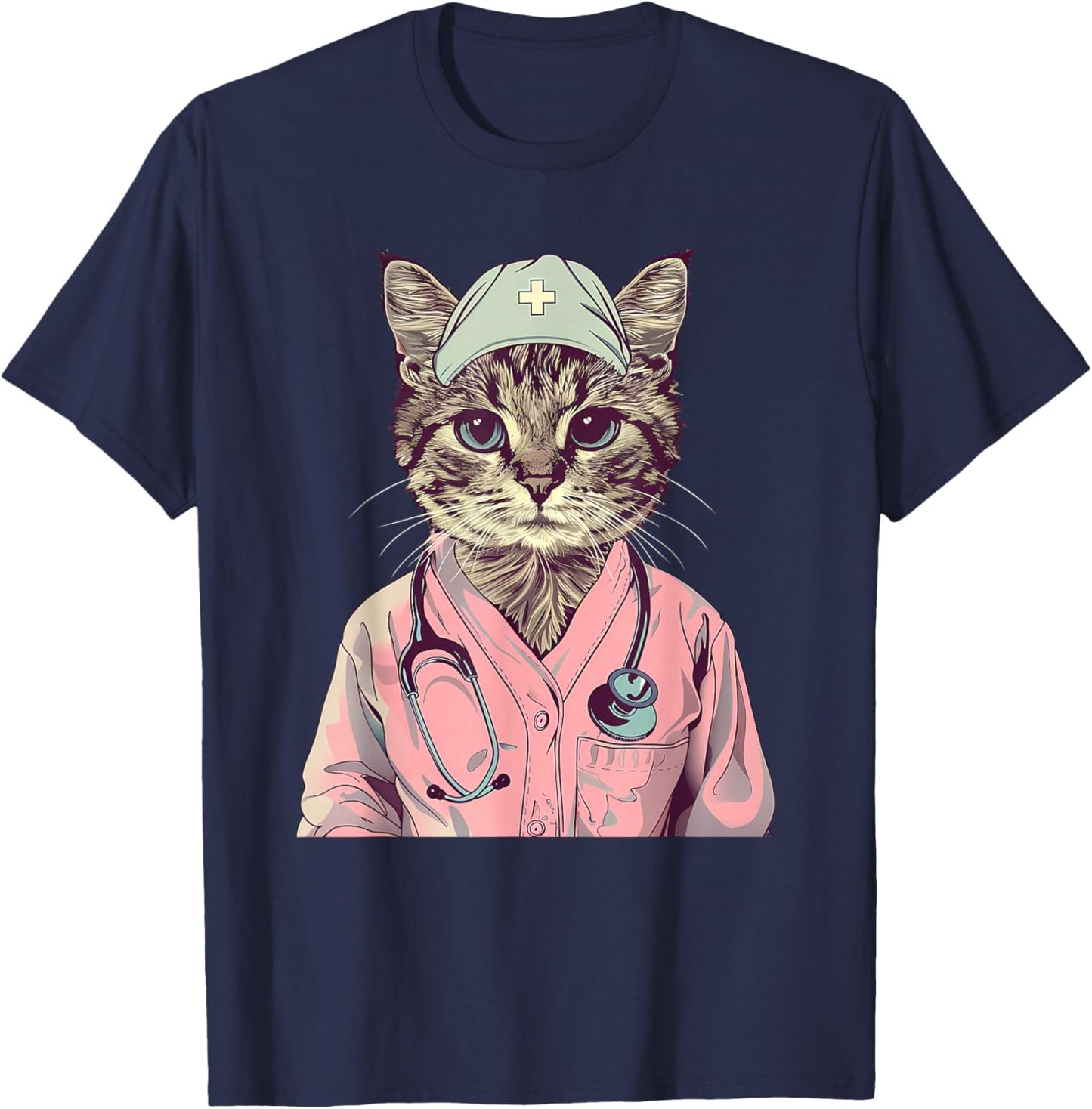 Doctor Cat Lover Nurse Cat Medical Cat Nurse Appreciation T-Shirt - T-Shirt | Navy