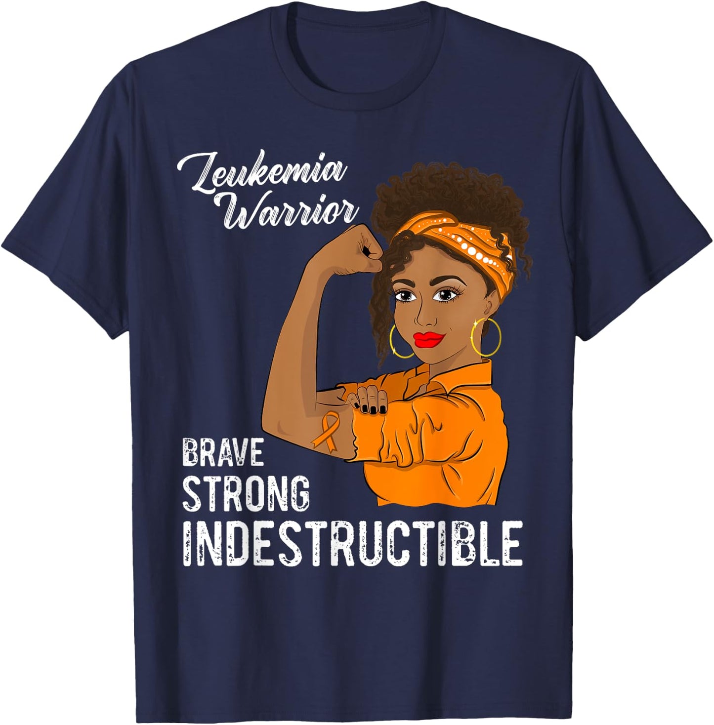 Leukemia Warrior Indestructible Cancer Survivor Awareness T-Shirt - T-Shirt | Navy