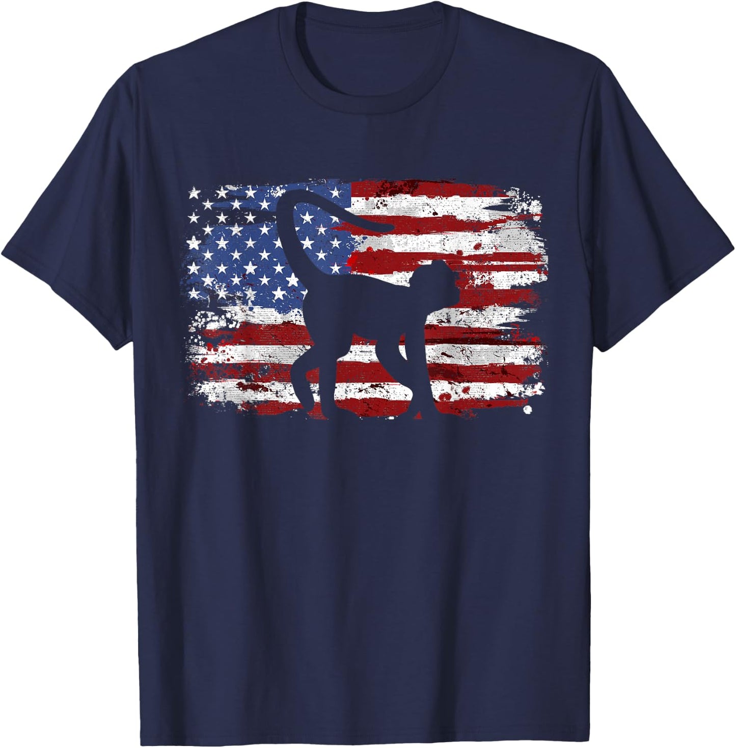 Spider Monkey USA Flag Vintage T-Shirt - T-Shirt | Navy