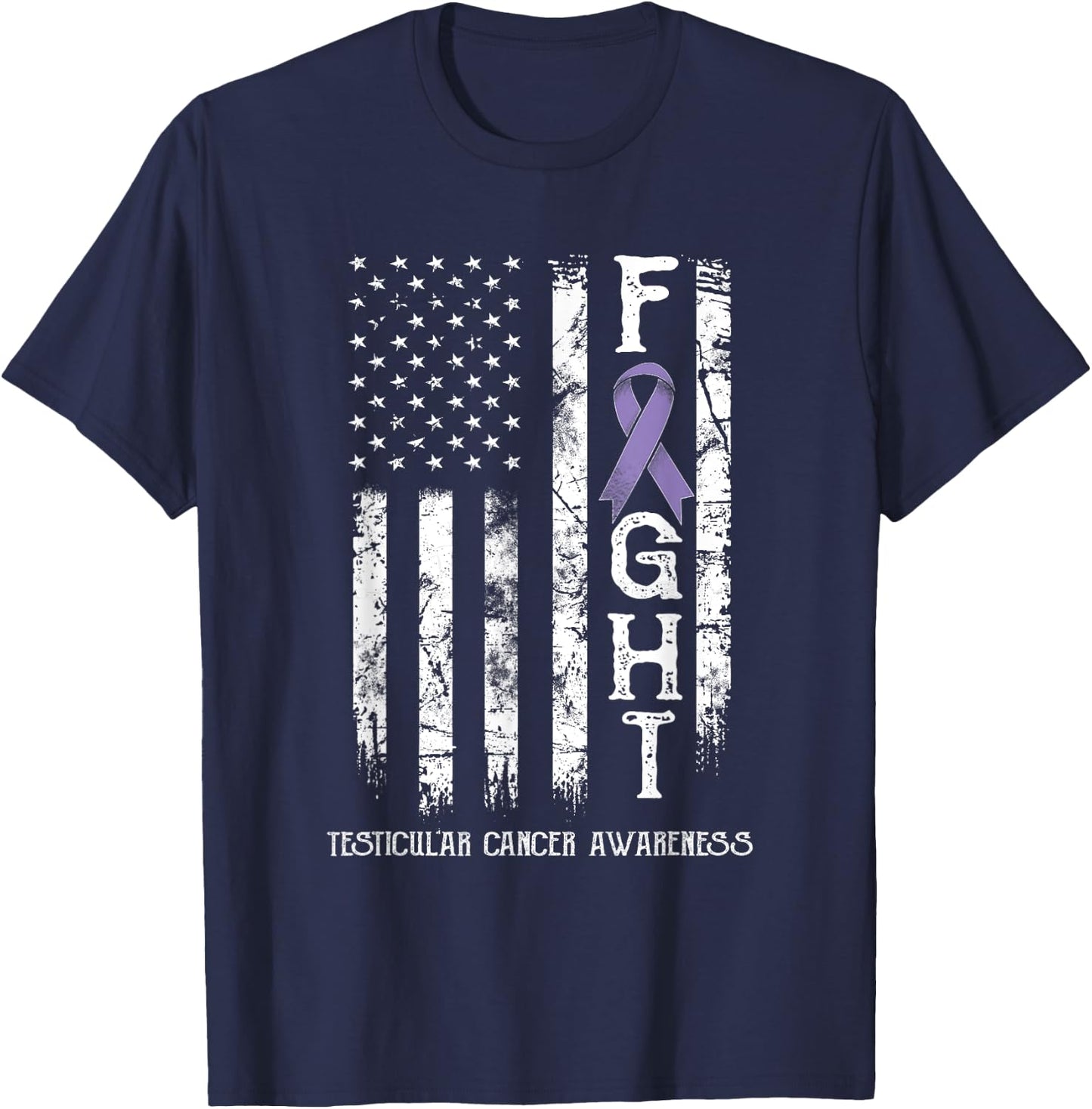 Testicular Cancer Warrior US Flag T-Shirt - T-Shirt | Navy