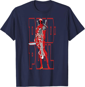 Marvel Deadpool 30th Portrait Text Overlay T-Shirt - T-Shirt | Navy