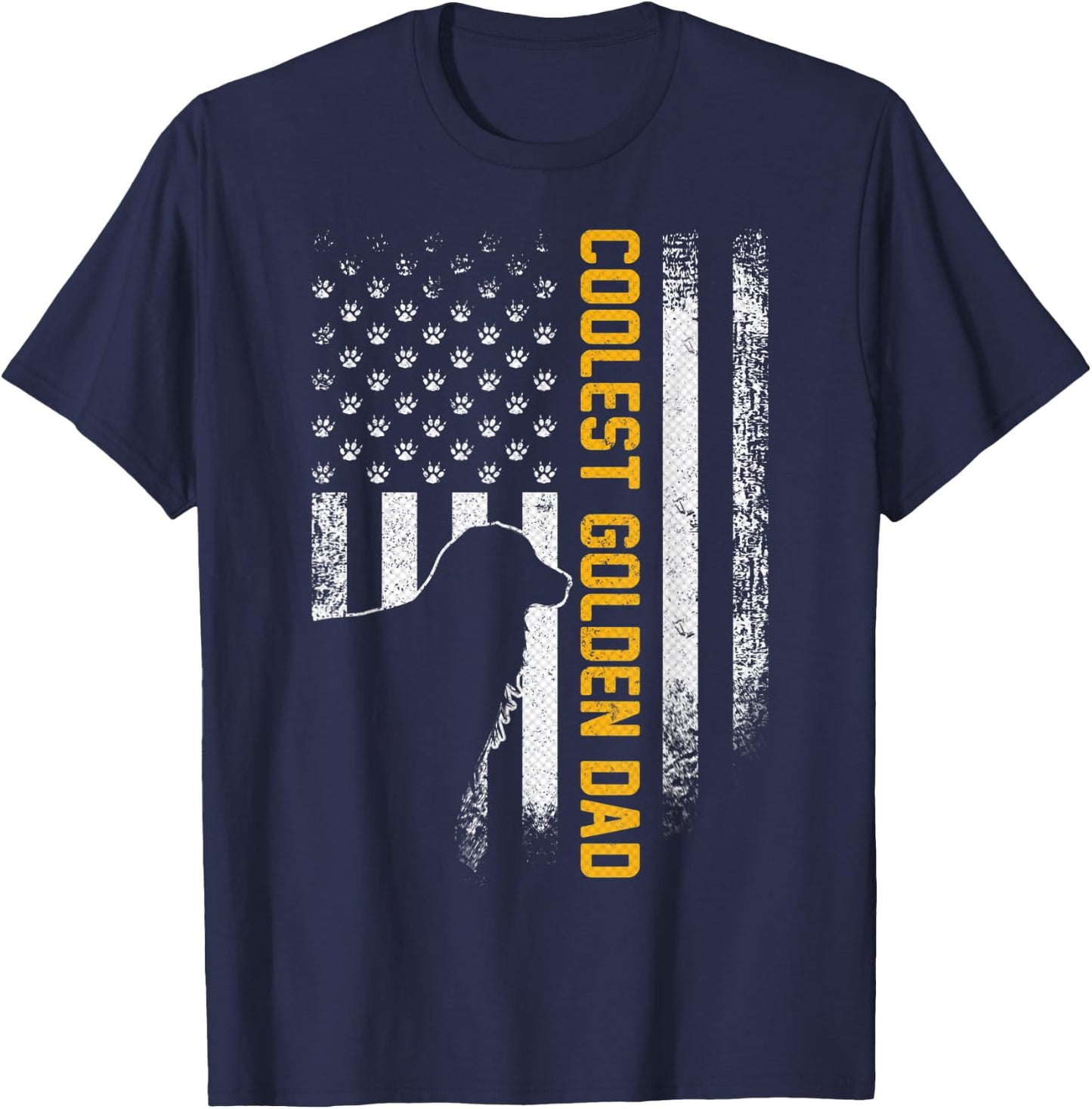 Vintage USA American Flag Coolest Golden Retriever Dad Funny Men T-Shirt - T-Shirt | Navy