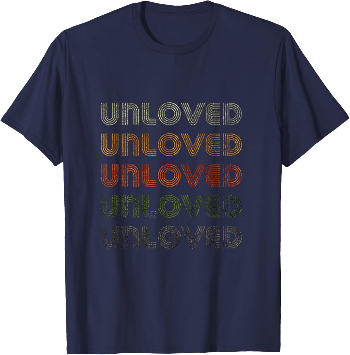 Love Heart Unloved Grunge Vintage Style Black Unloved T-Shirt - T-Shirt | Navy
