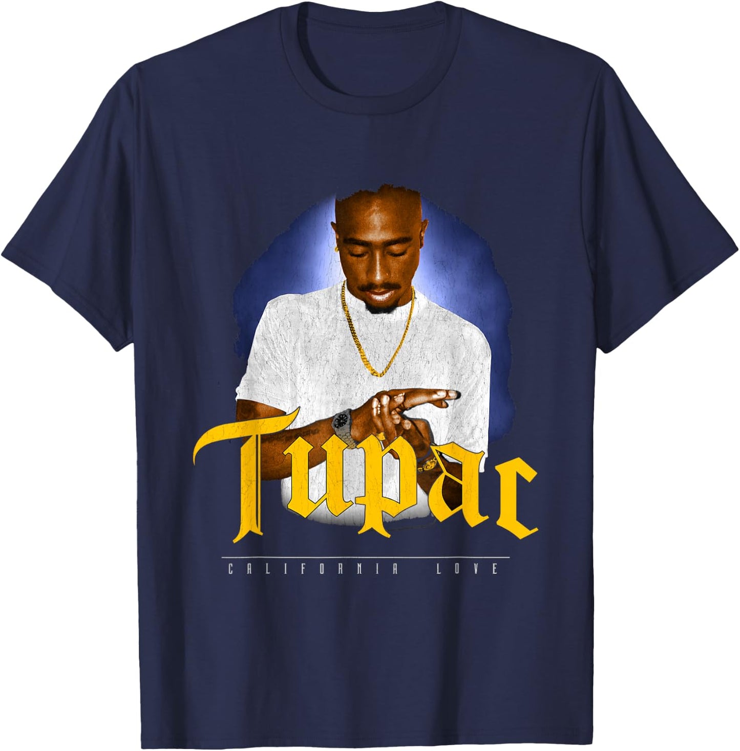 Official Tupac 247 Hands Down Logo T-Shirt - T-Shirt | Navy
