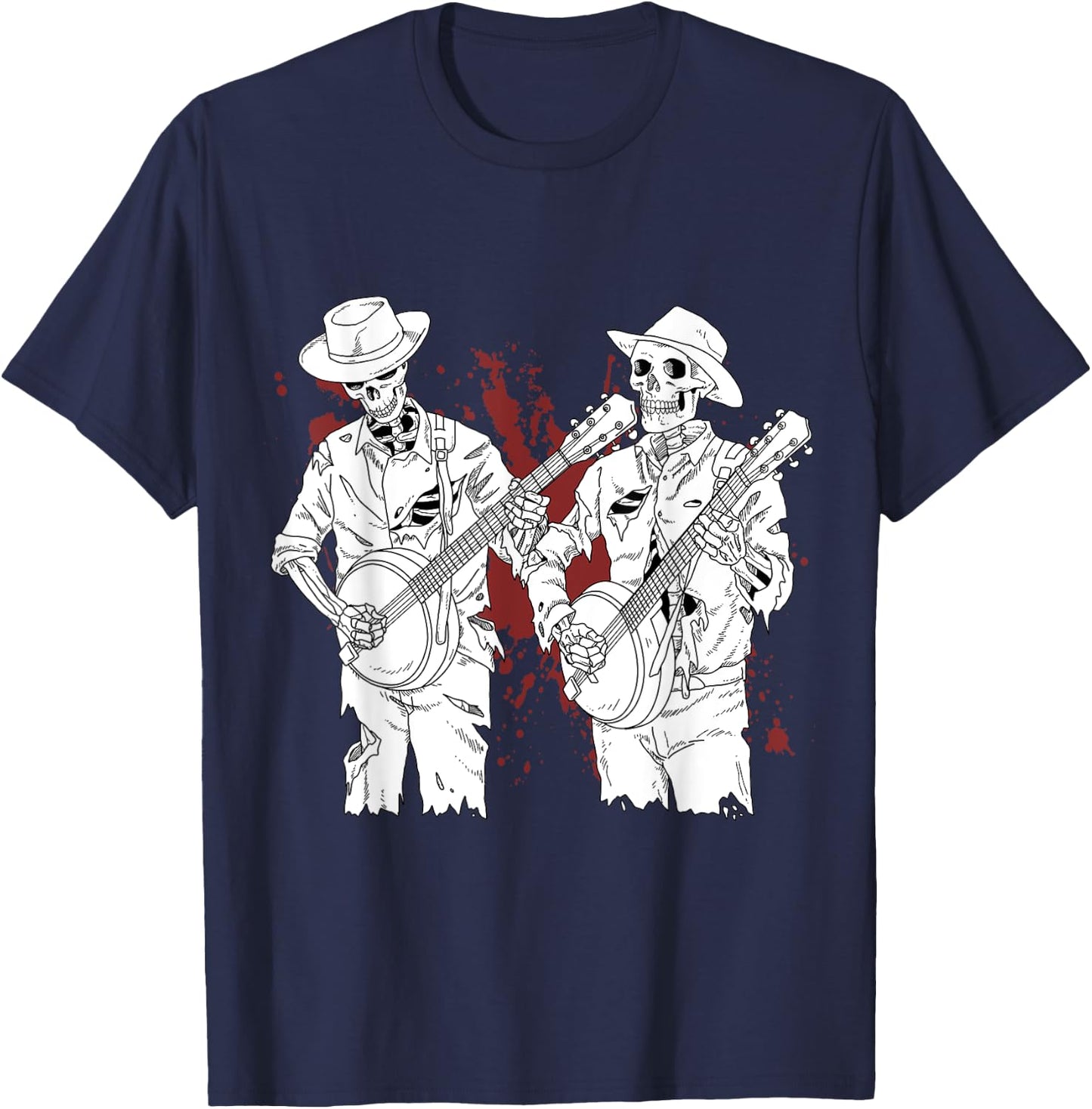 Banjo Scary Banjo Gifts Skeleton Bluegrass T-Shirt - T-Shirt | Navy