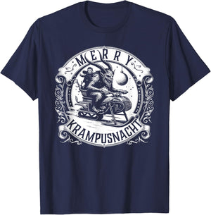Krampusnacht Krampus on a Snowmobile T-Shirt - T-Shirt | Navy