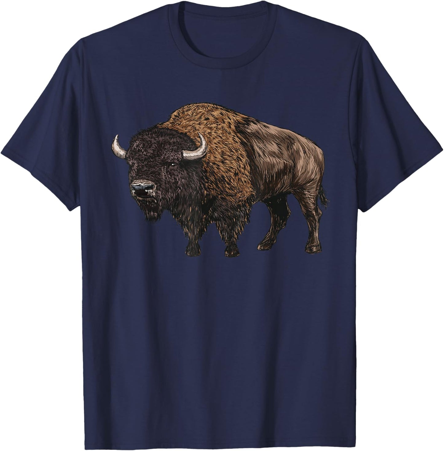 Retro American Bison Silhouette National Park Buffalo Lover T-Shirt - T-Shirt | Navy