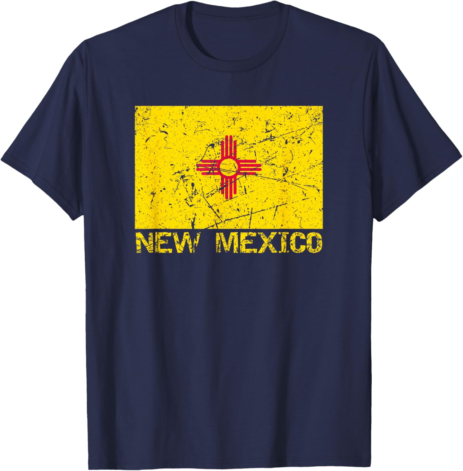 New Mexico Flag Distressed Men Women Kids New Mexican T-Shirt - T-Shirt | Navy
