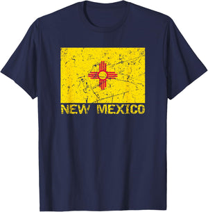 New Mexico Flag Distressed Men Women Kids New Mexican T-Shirt - T-Shirt | Navy