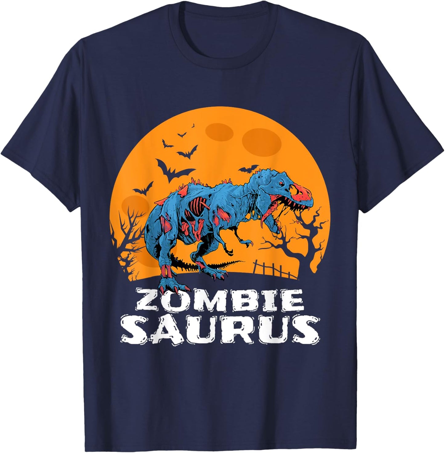 Halloween Zombie T rex Dinosaur Costume Gift Boys Girls Kids T-Shirt - T-Shirt | Navy
