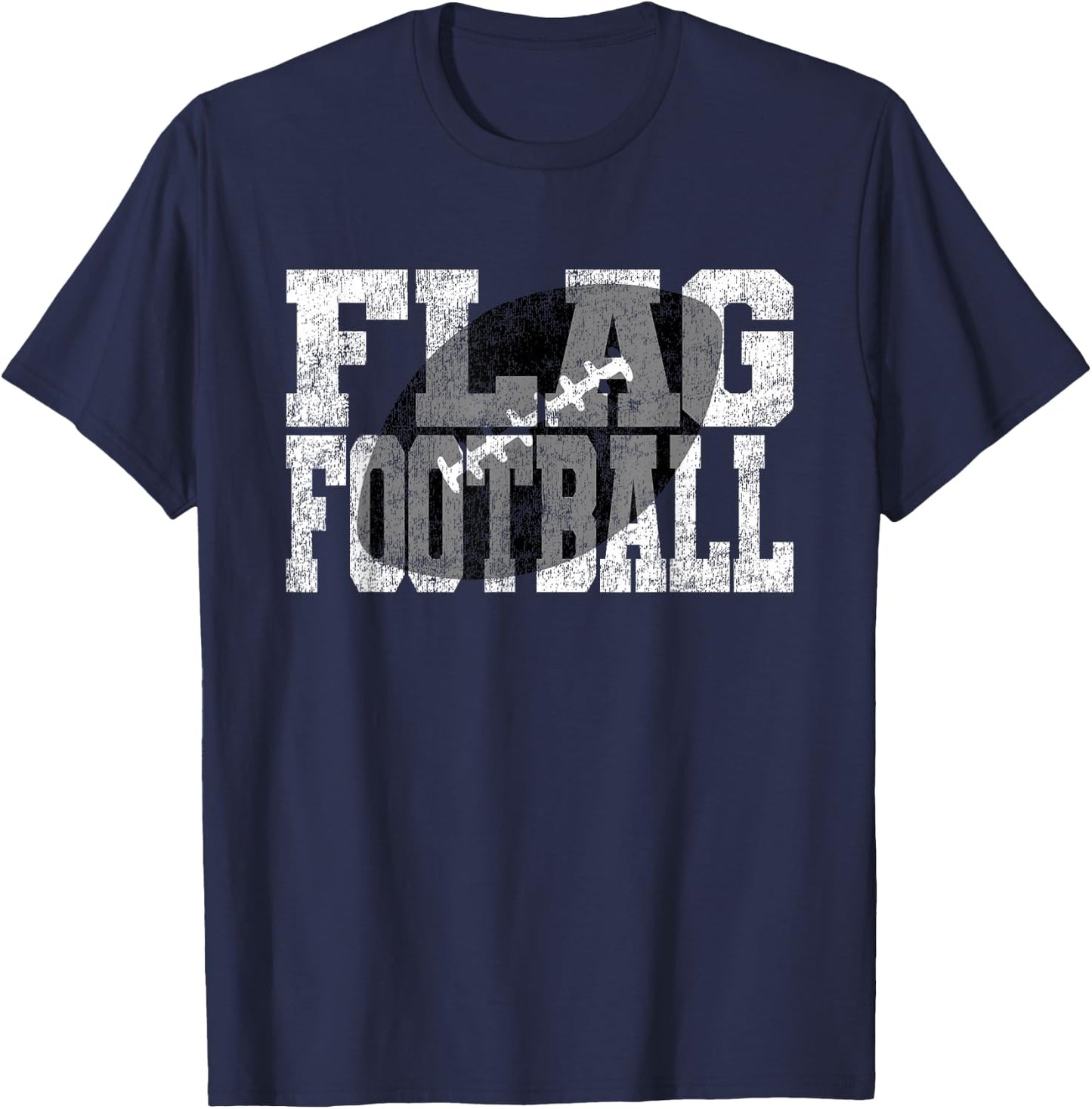 Flag Football - Grunge Flag Football Text Design T-Shirt - T-Shirt | Navy