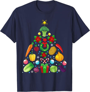 Vegetables Christmas Tree Vegan Gift T-Shirt - T-Shirt | Navy