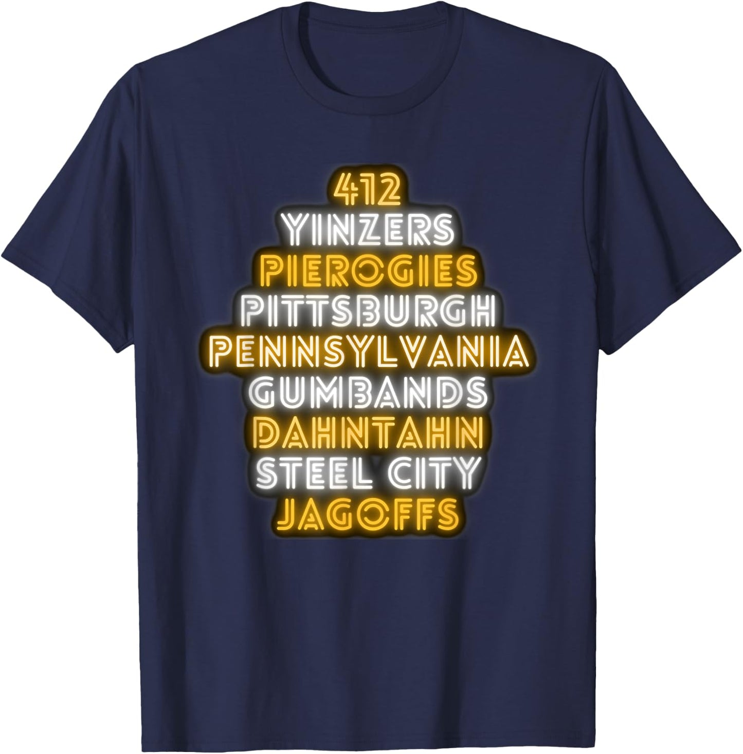Pittsburgh 412 Jagoffs Yinzers Funny Retro T-Shirt - T-Shirt | Navy