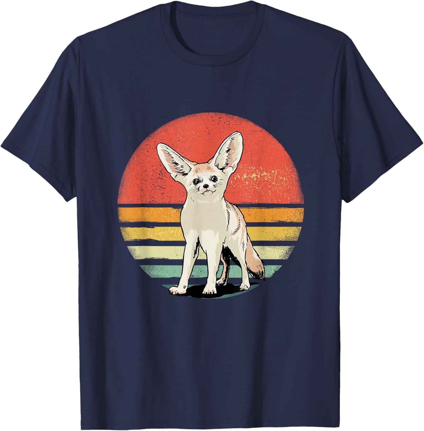 Fennec Fox Shirt Retro Style Animal Zoo African Animal Lover T-Shirt - T-Shirt | Navy